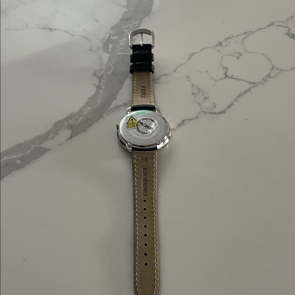 Fendi Monochrome Watch with Logo Detail and Black Leather Strap (36mm) - Picture 5 of 12